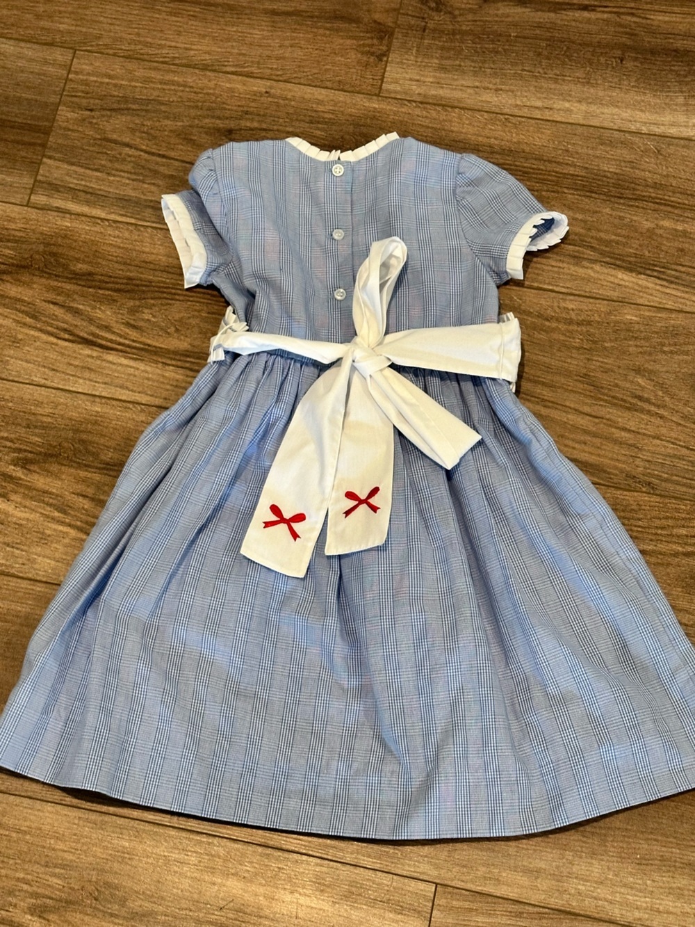 Marco & Lizzy Classic Blue and White Plaid Girls (4) Dress with Holiday Belts - Picture 5 of 7